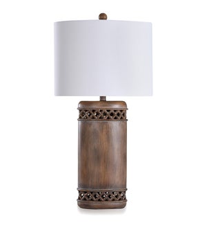 LAUREL BAY & MINK | Painted Finish Lattice Banded Open Work Table Lamp | 16in w X 31in ht X 16in d |