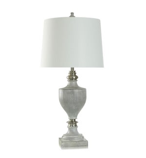 GREYSON GREY WITH BRUSHED STEEL | Table Lamp with Linen Hardback Shade | 36in Ht. | 150 Watts
