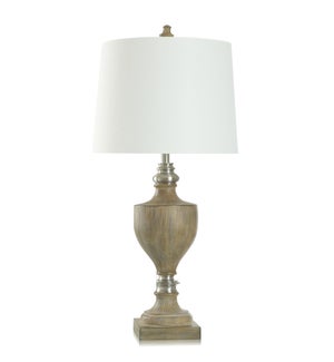GAMBELL WITH BRUSHED STEEL | Table Lamp with Linen Hardback Shade | 36in Ht. | 150 Watts