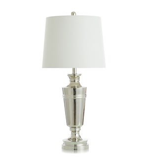POLISHED NICKLE | Table Lamp with Linen Hardback Shade | 30in Ht. | 150 Watts