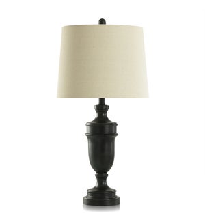 BRONZE | Table Lamp with Linen Hardback Shade | 30in Ht. | 150 Watts