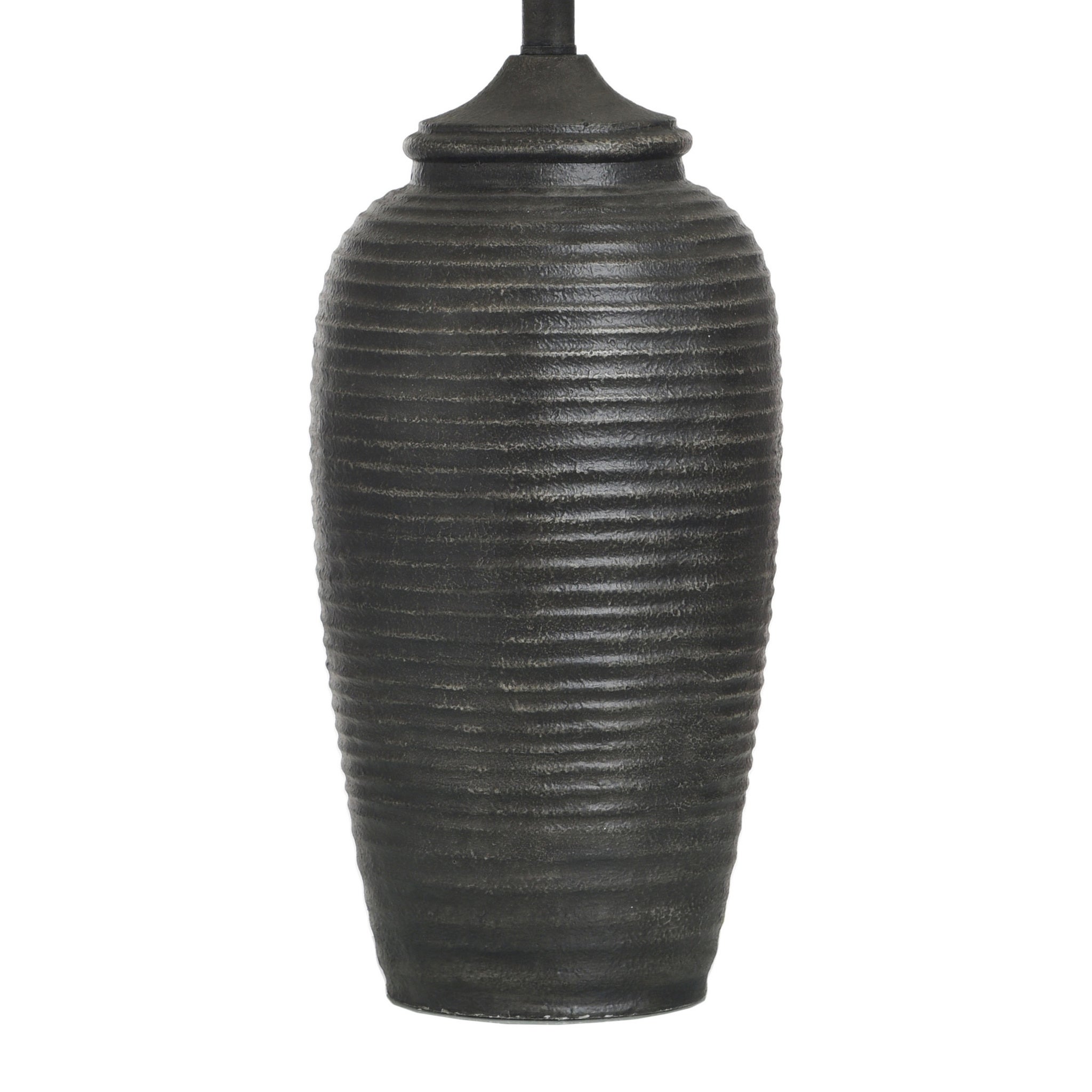 MATTE BLACK | Polyresin Rippled Table Lamp Base with Linen