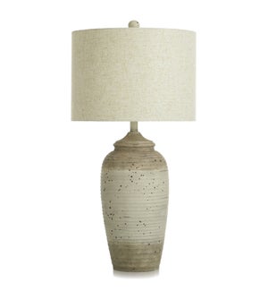 BRONZECOTTA | Table Lamp with Linen Hardback Shade | 32in Ht. | 150 Watts
