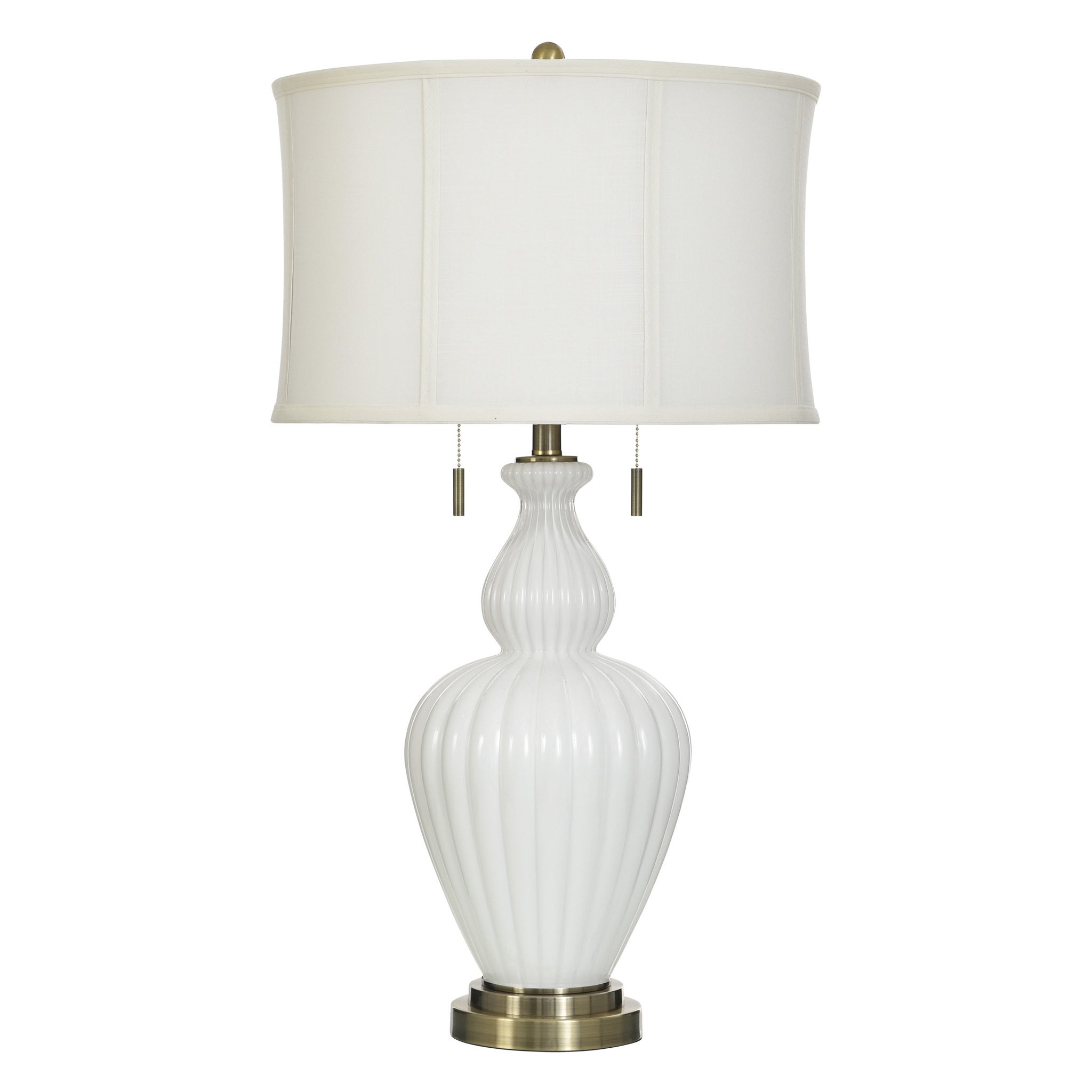 ERZICAN WHITE | Milk Glass & Steel Table Lamp | 60 Watts | 33in Ht 