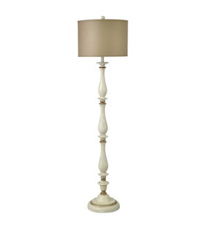 MARSEILLES | Traditional Classic Floor Lamp with Drum Shade In Silk Blend Taupe Fabric | 16in w X 61