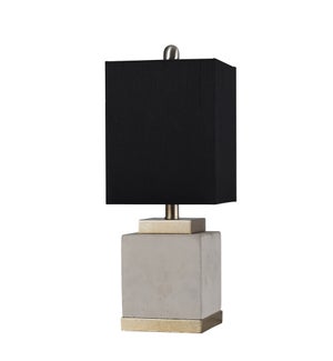 SOFT BRASS & NATURAL CEMENT | Medium Accent Table Lamp in Cement | 8in w X 20in ht X 8in d | 60 Watt