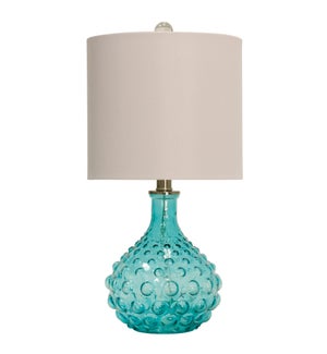 CLEAR AQUA | Blistered Glass Body Table Lamp | 21in ht. X 10in w. X 10in d. | 60 Watts