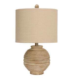 ANTIQUE BEIGE | Corrugated Round Body Traditional Table Lamp | 21in ht. X 13in w. X 13in d. | 100 Wa