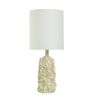 Starfish Motif | Traditional Coastal Distressed Old White Mini Accent Table Lamp | 60 Watts | On-Off