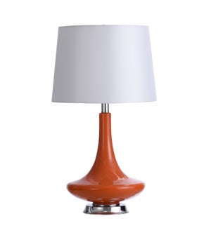 Retro Orange Glass Table Lamp With Steel Base
