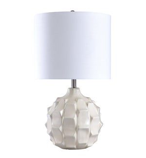 Naxos | White Ceramic Transitional Ridged Table Lamp | 150 Watts | 3-Way