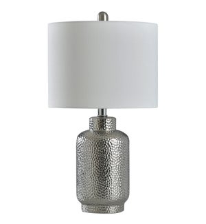 SELENA SILVER | 22in X 12in | Hammered Silver Traditional Table Lamp