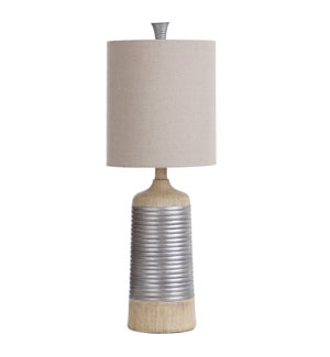 Haverhill | Traditional Resin Accent Table Lamp with Ribbed Silver Painted Band | 60W | 3-Way
