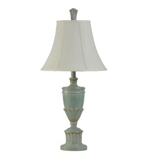 Traditional Table Lamp in Cibali Blue Finish Whit Linen Shade