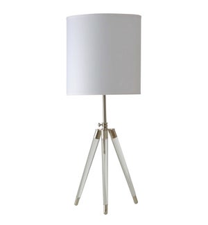 Acrylic Tripod Leg Table Lamp with White Drum Shade