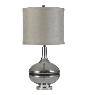 Elyse Smoke | Transitional | Glass and Steel Table Lamp | 150W | 3-Way | Hardback Shade