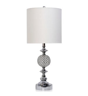 CHROME ACRYLIC | Metal Traditional Base Accent Table Lamp | 12in w X 29in ht X 12in d | 100 Watts