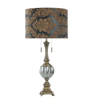 Beverly | Transitional Glass Accent Table Lamp | 60W X 2 | Twin Pull Chain | Hardback Designer Shade