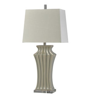 Kipling Grey | Traditional | Ceramic and Acrylic Table Lamp | 100W | 3-Way | Hardback Shade