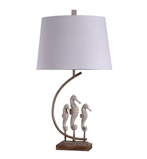 Oyster Bay | Traditional Coastal Seahorse Statued with Metal Stand Table Lamp | 100 Watts | 3-Way