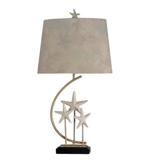 Sand Stone | Traditional Coastal Star Fish Statued with Metal Stand Table Lamp | 100 Watts | 3-Way