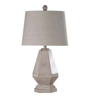 Storico | Traditional Weathered White Painted Base Carved and Casted Table Lamp | 100 Watts | 3-Way