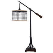 Textured Bronze | Industrial Steam Punk Inspired Metal Body Table Lamp with Adjustable Suspended Met