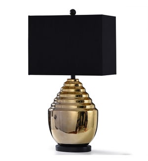 METALLIC GOLD | 31in X 17in | Art Deco Ceramic Table Lamp with Black Fabric Shade