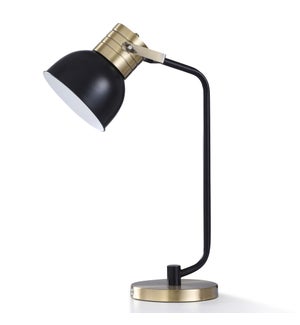ELMSDALE GOLD DESK LAMP | 26in ht. | Metal Desk Lamp with Matte Black and Brass Adjustable Head Shad
