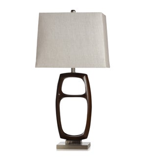WOOD BRIDGE SILVER | Transitional Cast & Metal Base Table Lamp | USB & Convenience Outlet In Base |