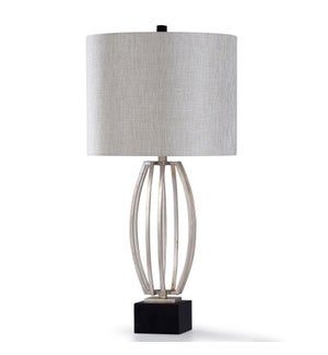 SILVER LEAF | 33in X 16in | Traditional Steel Table Lamp with Fabric Shade