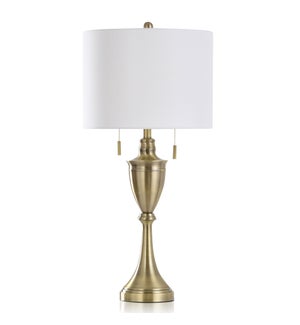 ANTIQUE BRASS | Traditional Metal Body Table Lamp with Twin Pull Chain Switches | 15in w X 32in ht X