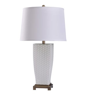 White Spray | 29in Elegant Dimpled Glass Body & Metal Base Table Lamp | 150 Watts | 3-Way
