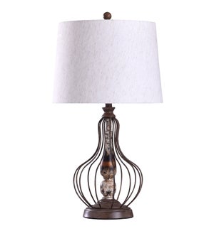 Yarrow Bronze | 31in Traditional Metal Wire and Weathered Resin Table Lamp | 150W | 3-Way