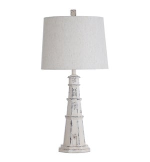 Berwyn White | 33in Distressed White Coastal Light House Table Lamp | 150W | 3-Way