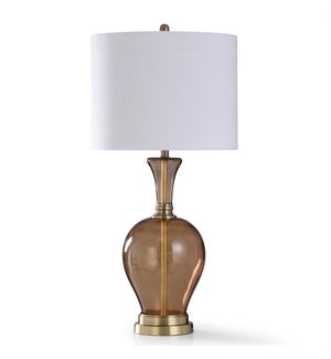 BISTRO GOLD | 37in X 18in | Traditional Amber Glass Body with Antique Brass Accents Table Lamp