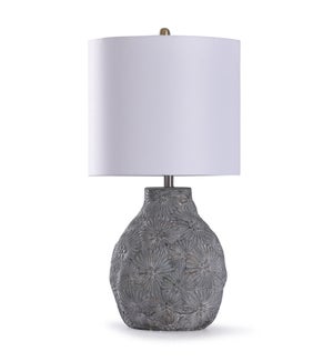 Cleobury Blue | 30in Delicate Floral Concrete Table Lamp | 150W | 3-Way