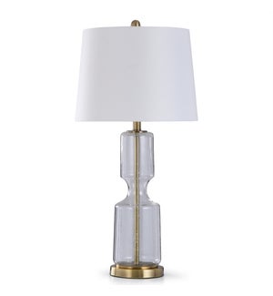 CLEAR SEEDED | 31in X 15in | Transitional Glass and Antique Brass Steel Table Lamp