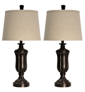 Pair of Madison Bronze Injection Molded Table Lamps with Complimentary Hardback Shades