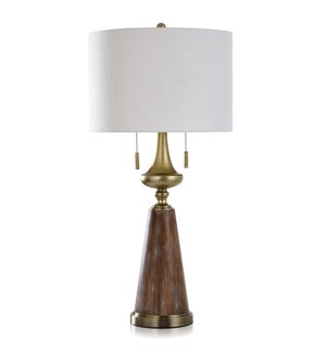 GRIFO GOLD | Transitional Steel & Moulded Body Table Lamp with Twin Pull Chain Switches | 17in w X 3