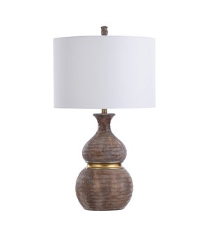 GRIFO GOLD | 18in w X 33in ht X 18in d | Gourd Shaped Molded Table Lamp with Gold Accent | 150 watts