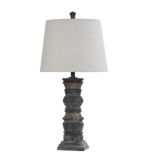 MALTA BLACK | 16in w X 32in ht X 16in d | Transitional Column Molded Table Lamp with Stone like Fini