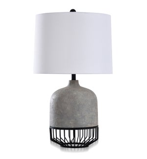 POMONA | Transitional Metal & Moulded Design Table Lamp in Gray Stone & Onyx | 18in w X 31in ht X 18