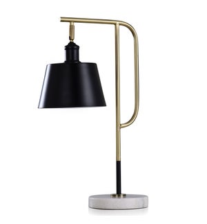 CANELLA GOLD | Contemporary Steel & Marble Base Desk Lamp with Adjustable Position Shade | 8in w X 2