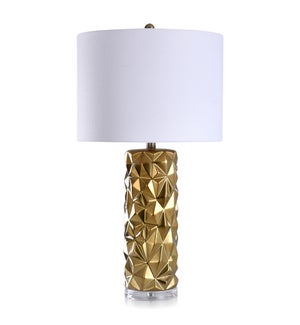 KELOWNA GOLD | Contemporary Ceramic Body with Clear Acrylic Base Table Lamp | 16in w X 30in ht X 16i