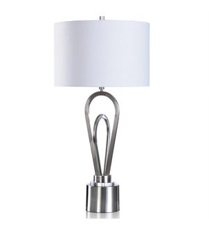 BRUSHED STEEL | Metal Table Lamp | 36in ht. X 17in w. X 17in d. | 150 Watts