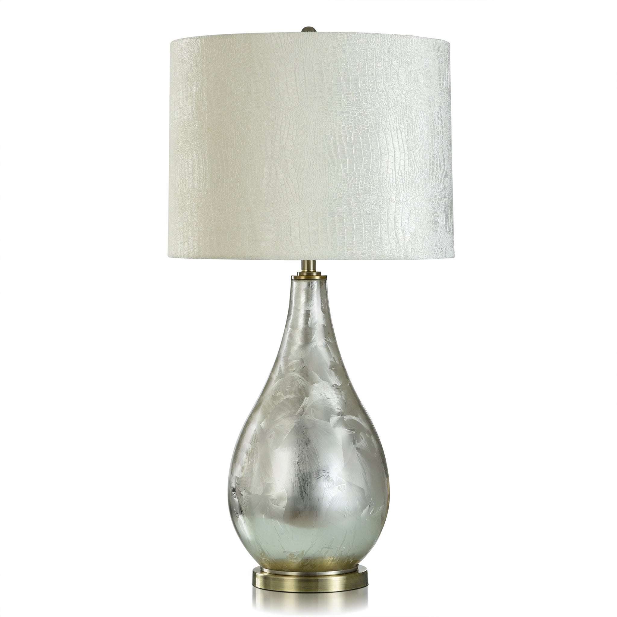 ENCHANTING SILVER | Glass Body Table Lamp with Brushed Brass Metal