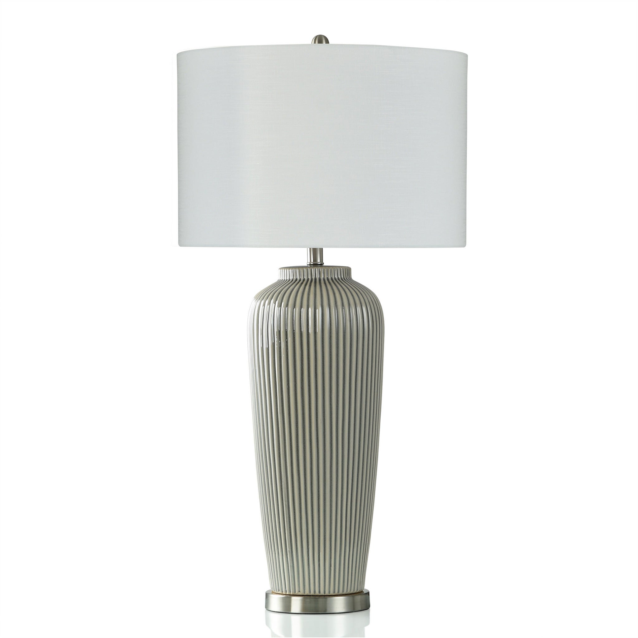 PRISTINE GREY | Metal & Ceramic Table Lamp | 36in ht