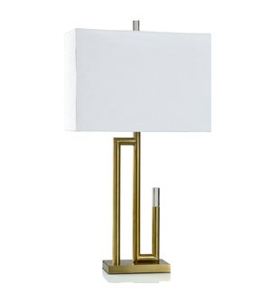 Antique Brass | Table Lamp | Abstract Brass Bar Design  | 6 w X 7.75 d  X 31.25 h | 100w+ Led3w