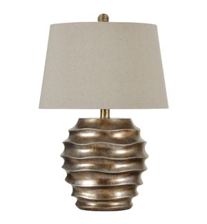 GEORGIAN SILVER | Ridged Organic Form Table Lamp | 27in ht. X 17in w. X 17in d. | 150 Watts